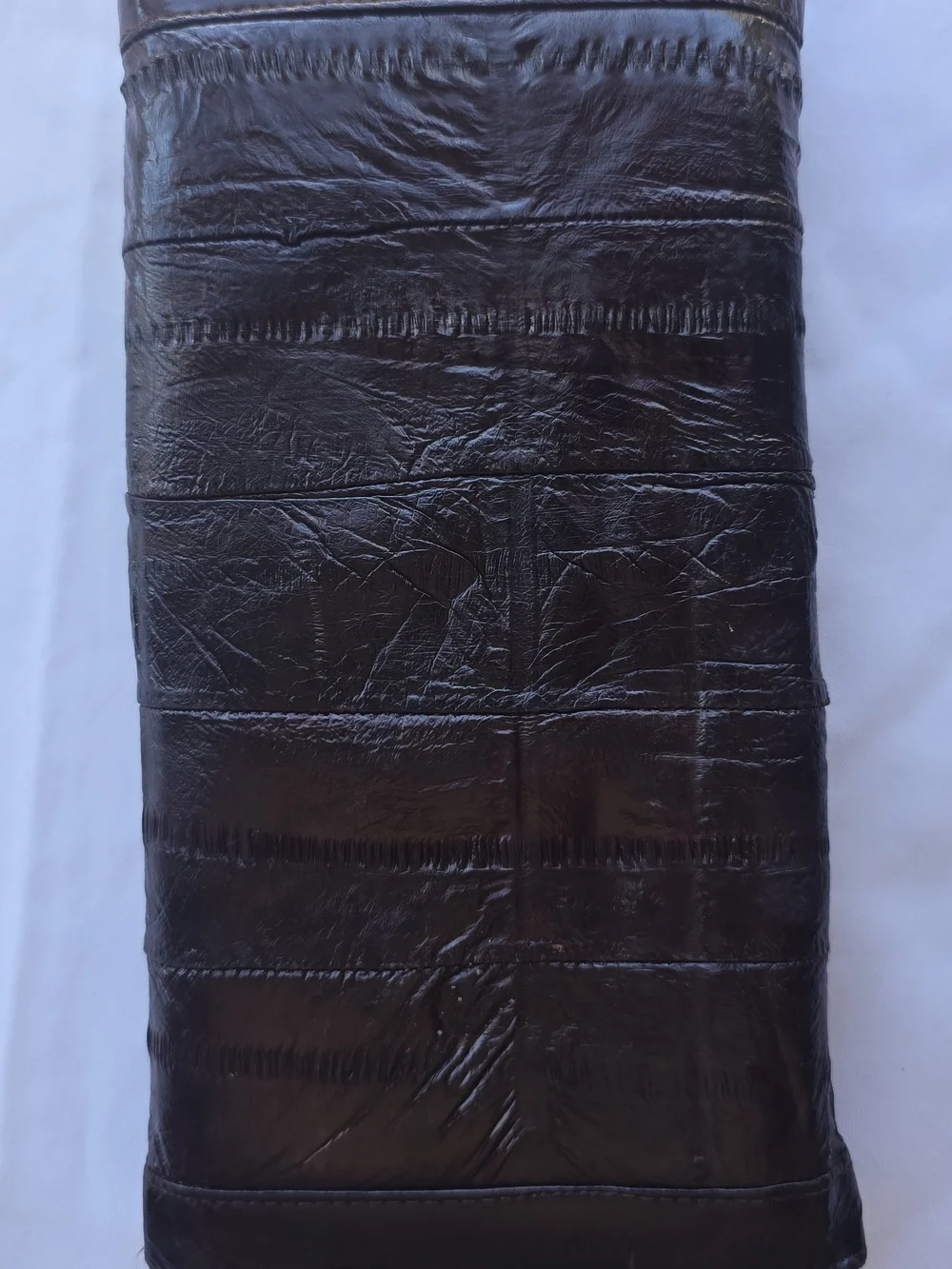 Vintage Lotte Mimi Genuine Eel Skin Trifold Wallet Clutch - Dark Brown Chocolate